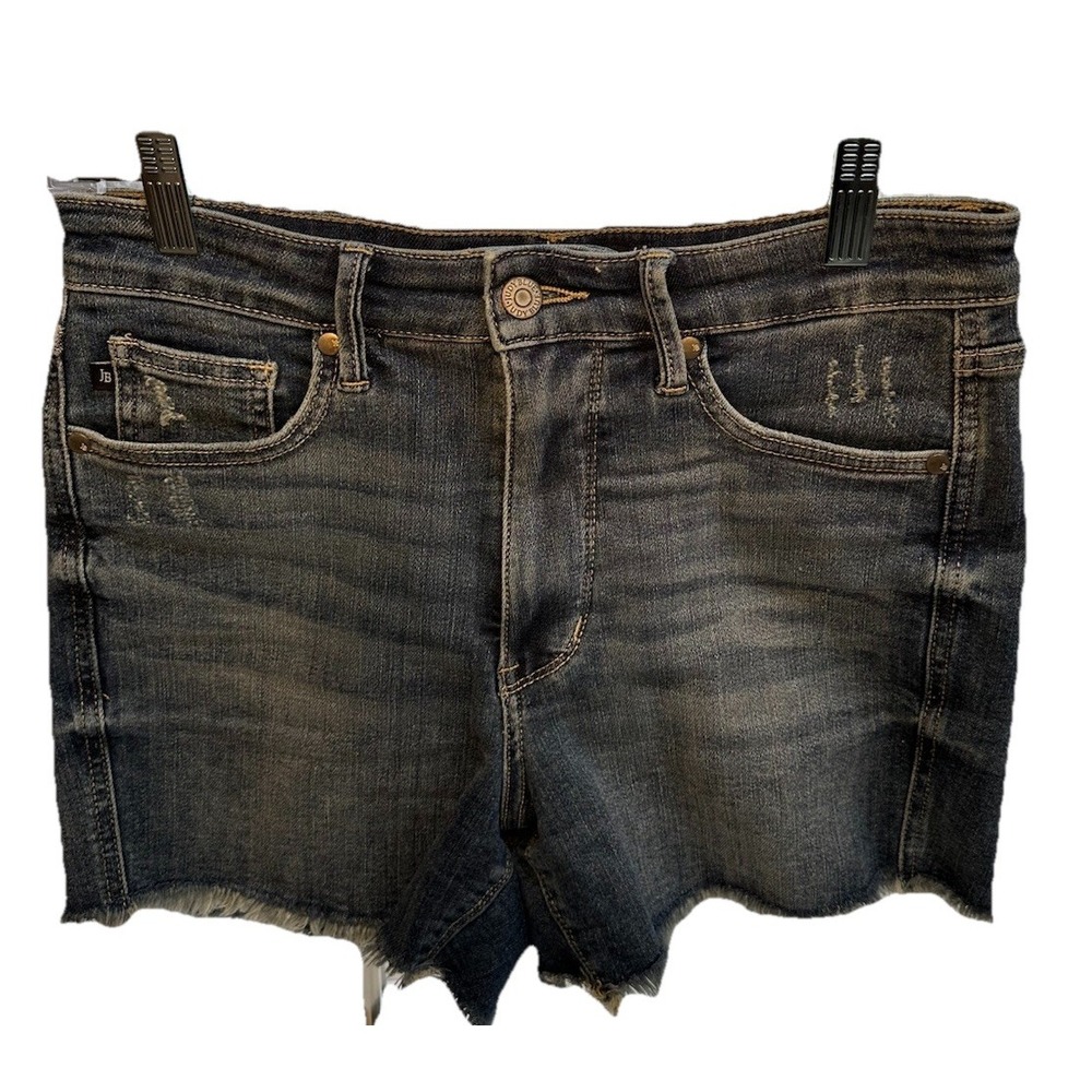 Judy Blue Denim Shorts Women's Size Medium Mid-Rise Cut-off Dark Wash Stretch